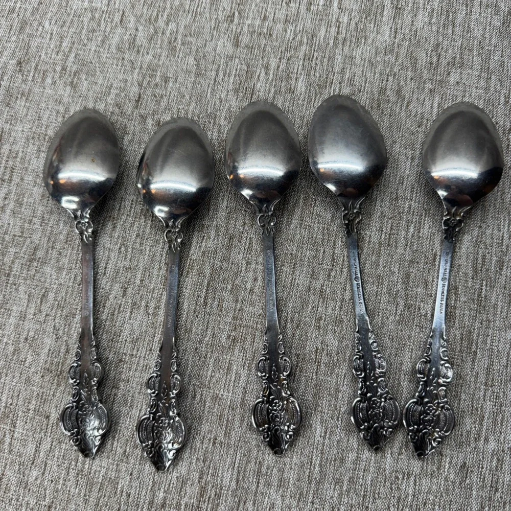 Oxford Hall‎ Stainless Flatware Sutherland Set of 5 Vintage Ornate Teaspoons